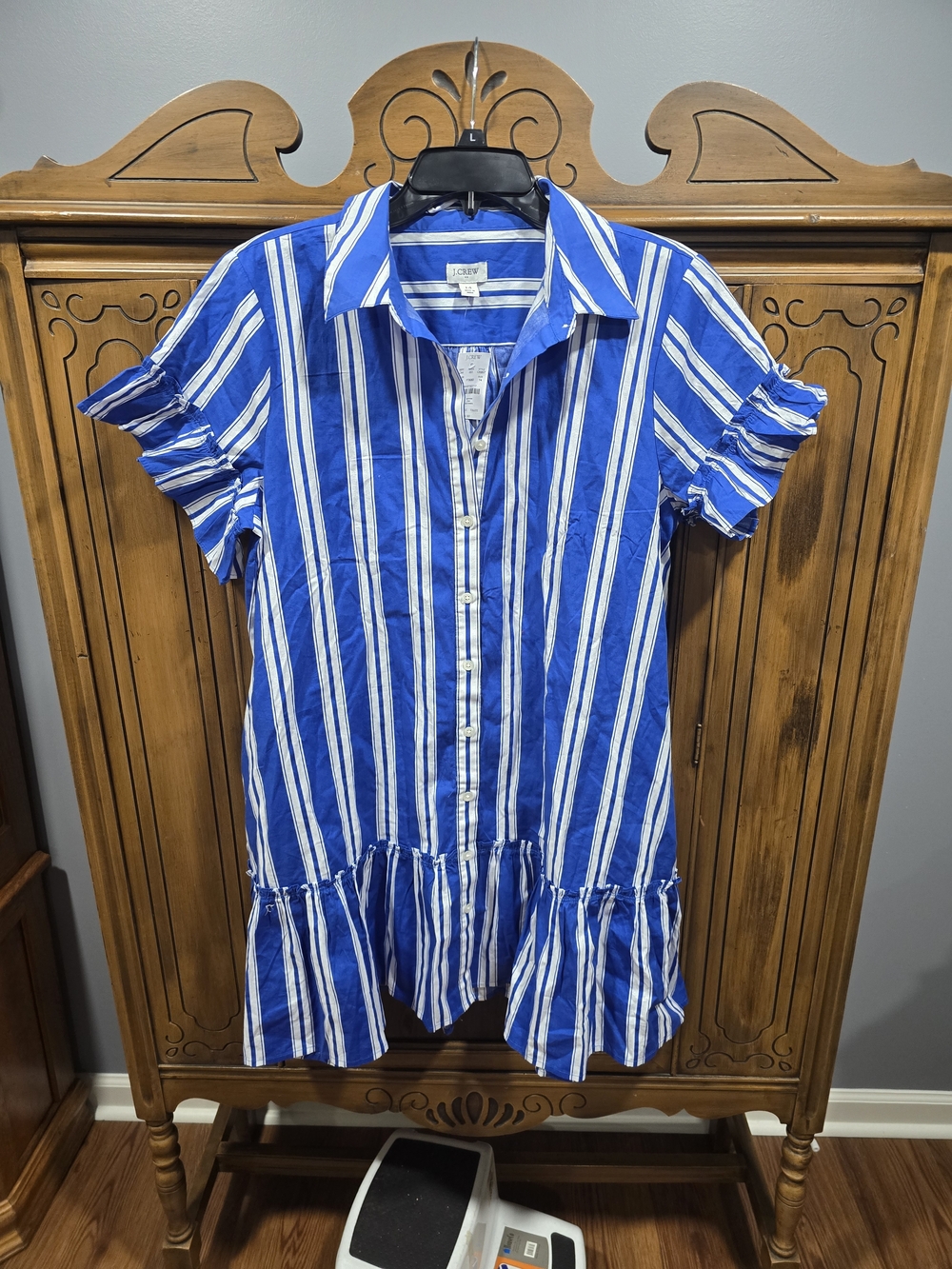 J. Crew Blue and White Striped Button-Up Shirt